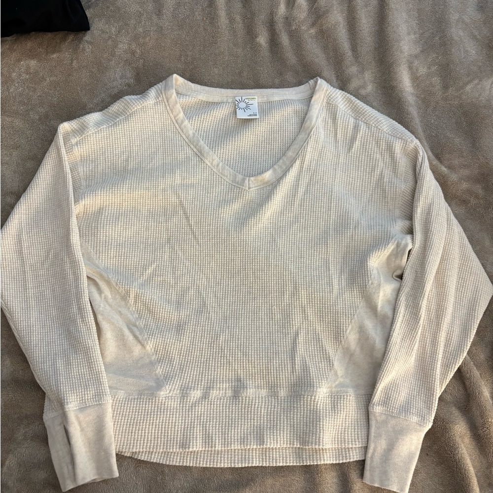 Aerie Soft Cream V-Neck Sweater